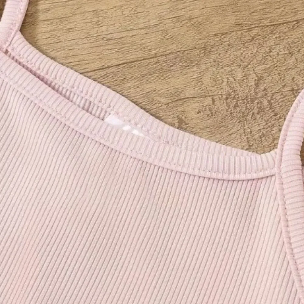 Summer Girls' 5pcs Set of Solid-color Tank Tops